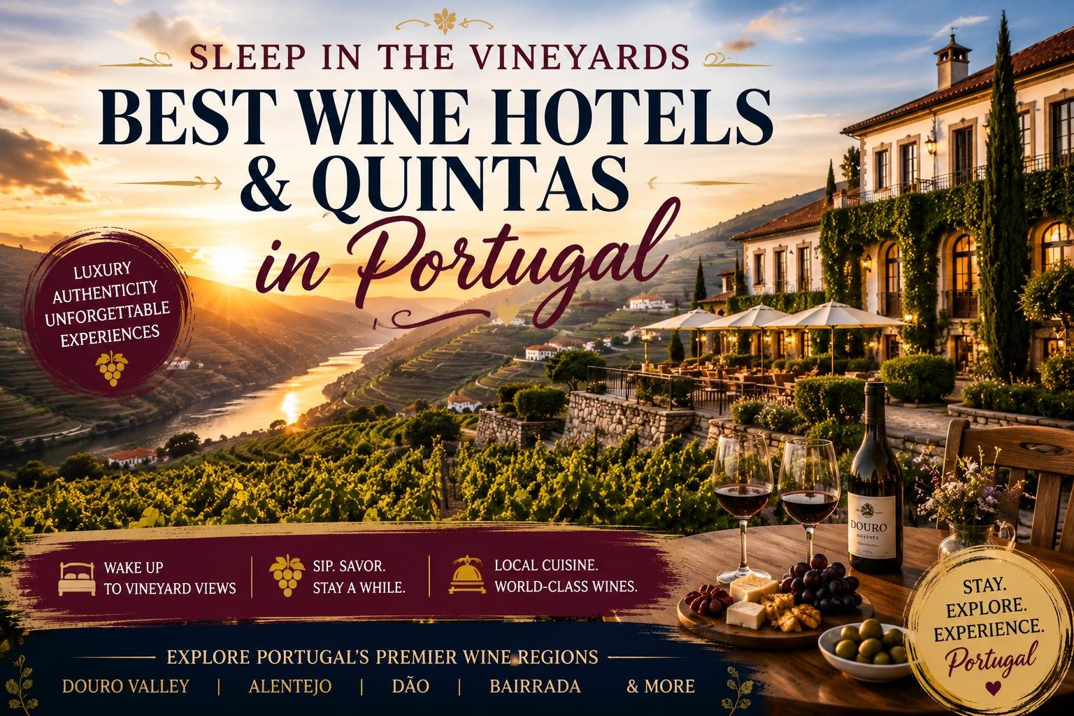 Luxury vineyard stay in Portugal surrounded by rolling vineyards