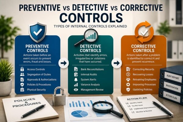 Preventive vs detective vs corrective controls in business internal control systems