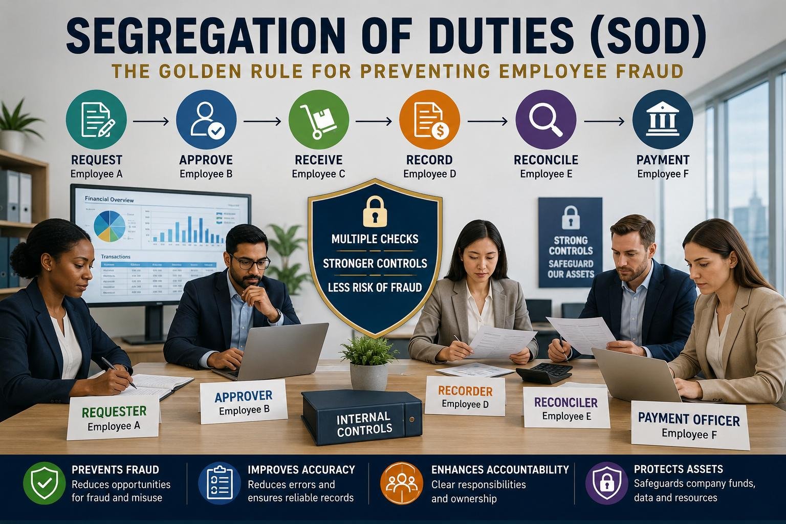 Segregation of duties in financial management for preventing employee fraud