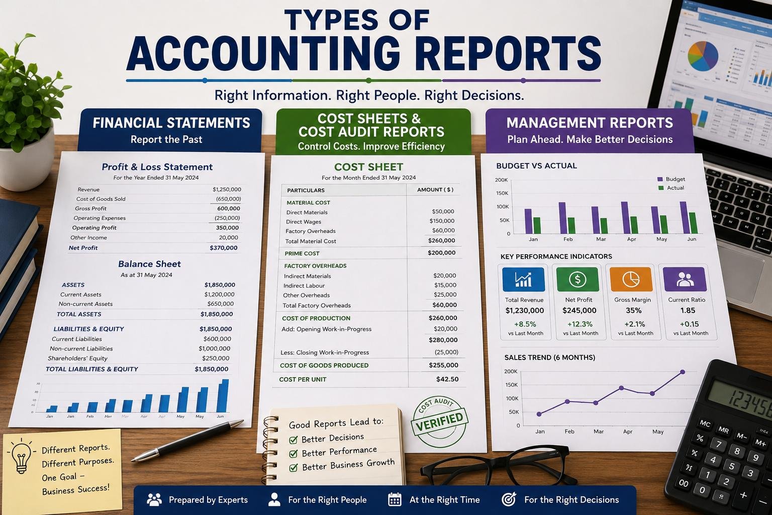 Types of Accounting Reports: Financial Statements vs Cost Sheets vs Management Reports