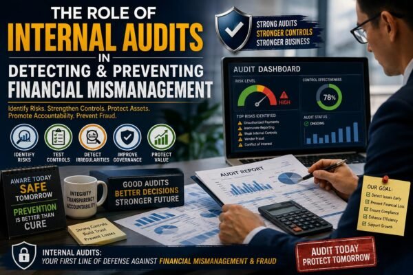 Internal audit process of reviewing financial records to detect financial mismanagement