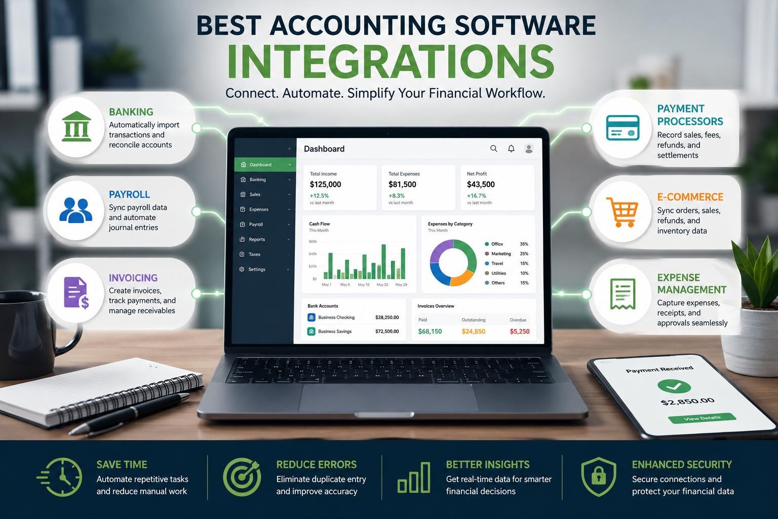 Best Accounting Software Integrations for Banking, Payroll, Invoicing, and Payments 3 Accounting software integrations for banking, payroll, invoicing, payments, and e-commerce