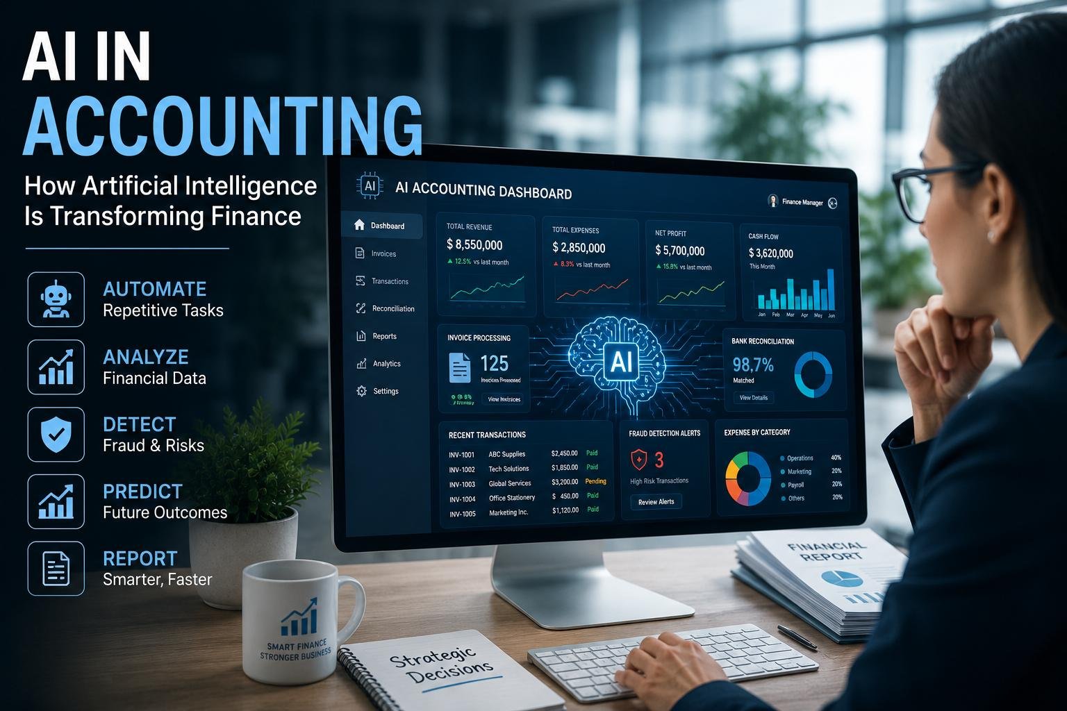 AI in accounting transforming finance with automated financial data and analytics