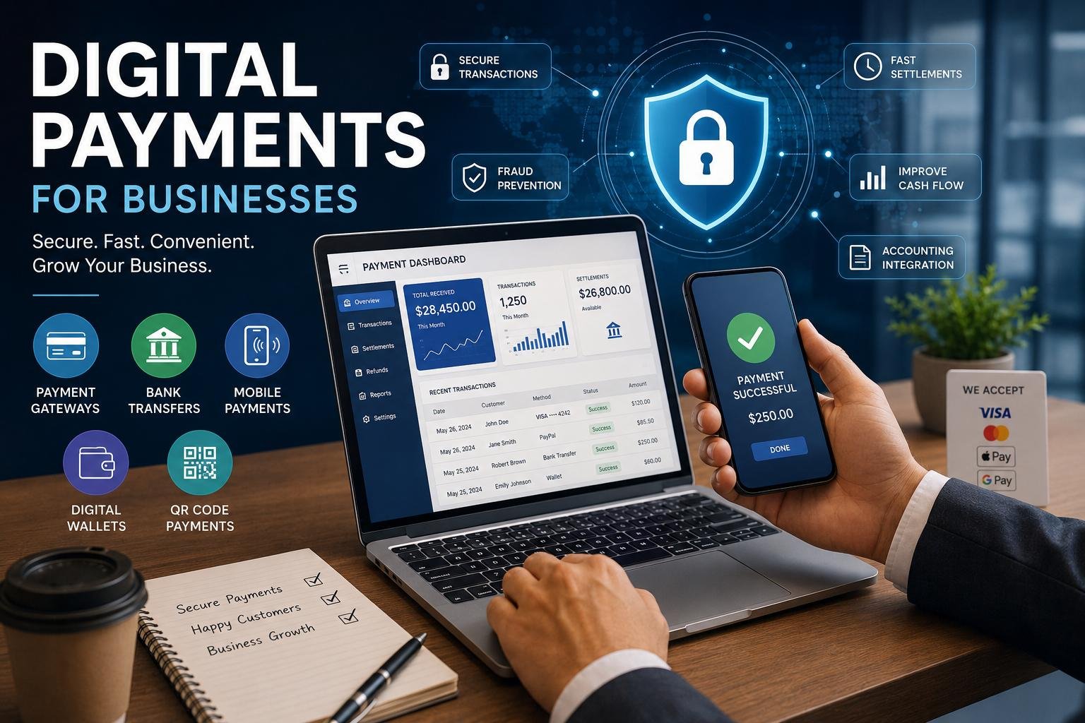 Digital Payments for Businesses: Types, Benefits, Costs, and Security 4 Digital payments for businesses using cards, bank transfers, wallets, and online payment systems