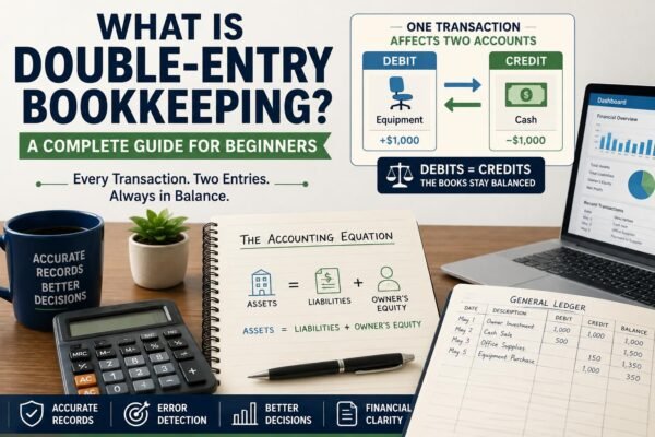 What is double-entry bookkeeping explained with debits, credits, and the accounting equation.