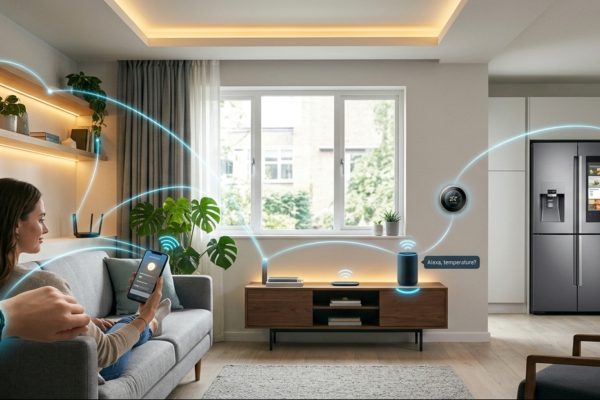 Smart home devices connected through Internet of Things technology