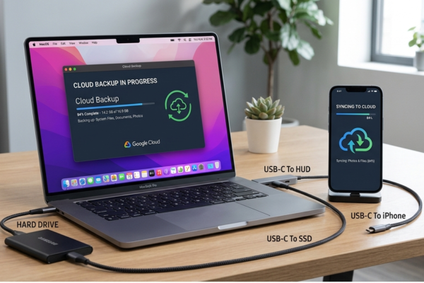 Automatic backup system protecting files across computers, smartphones, and cloud storage.
