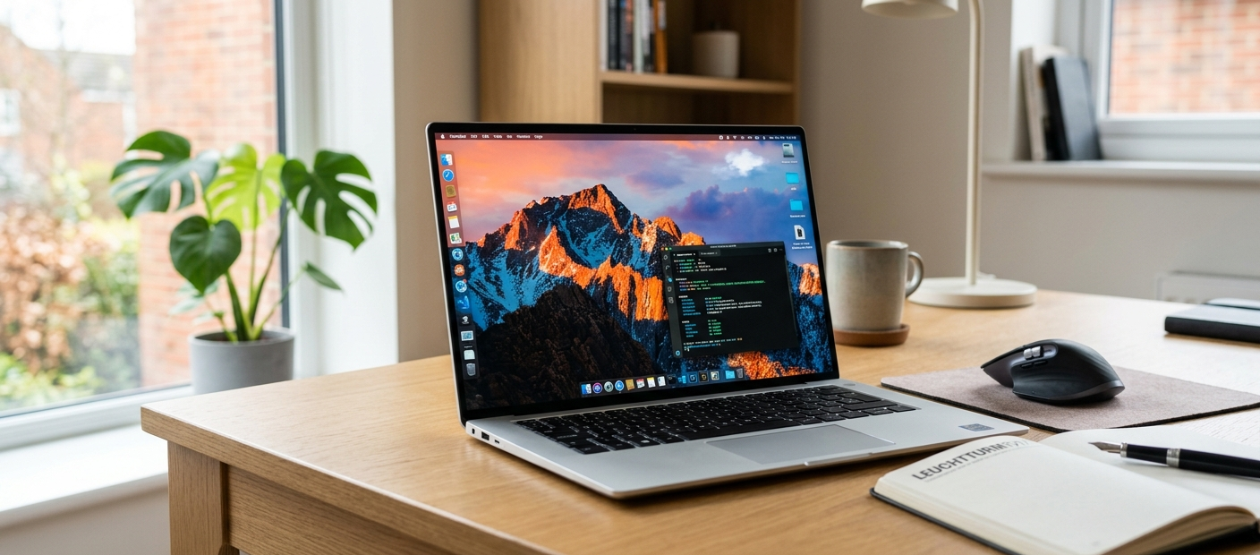 Modern laptop with a high-quality display showing advanced screen technology on a workspace