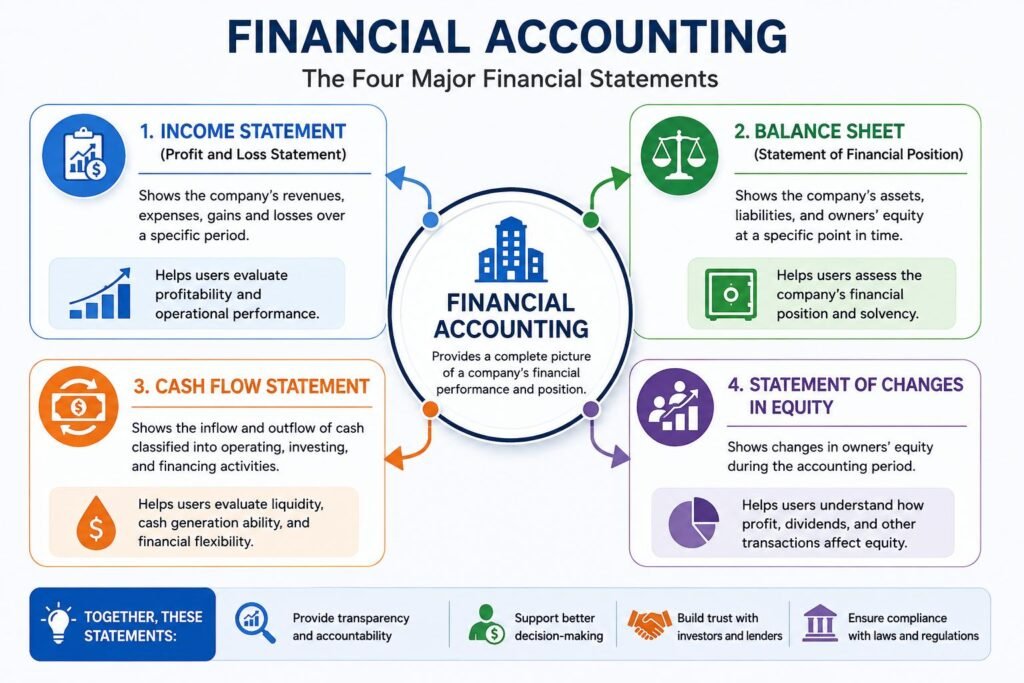 What is Financial Accounting? Definition, Objectives, Features, and Limitations 2 What is financial accounting and the four major financial statements infographic