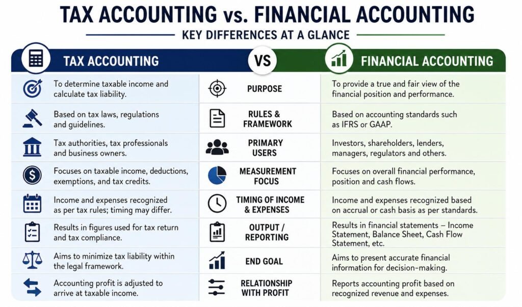 Comparison between tax accounting vs. financial accounting
