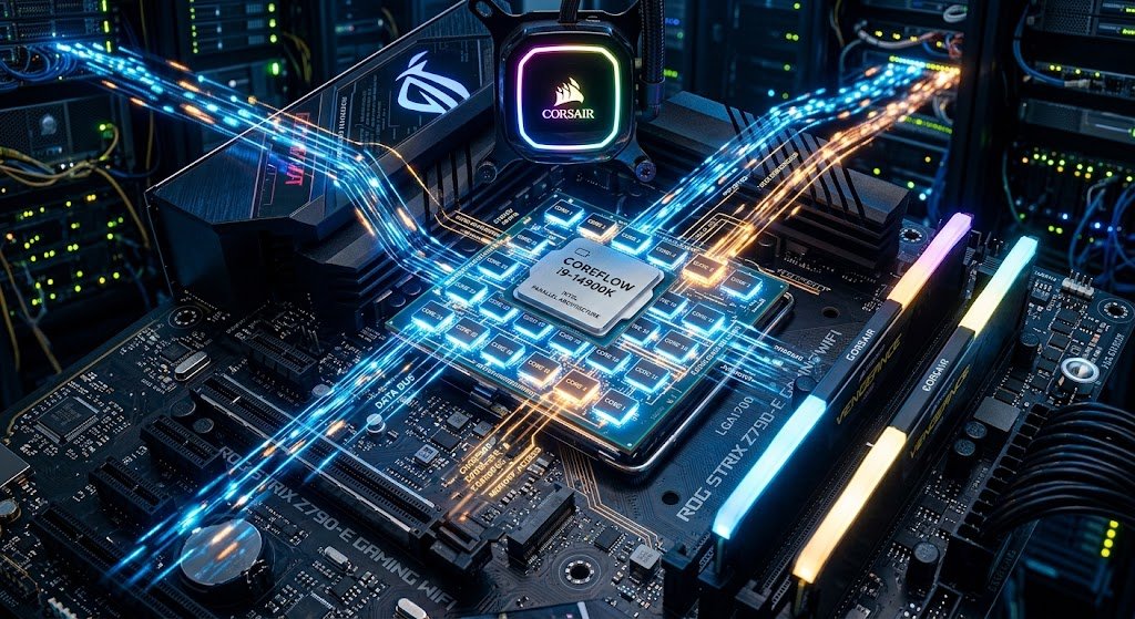 Modern multicore CPU processor showing parallel processing and advanced computer architecture