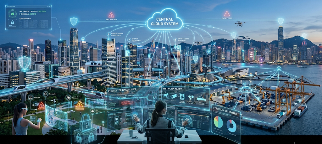 IoT cybersecurity system protecting connected devices from privacy risks and digital attacks.