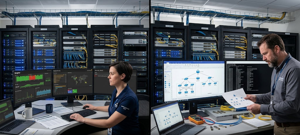 Network Administrator and Network Engineer working on IT infrastructure management.