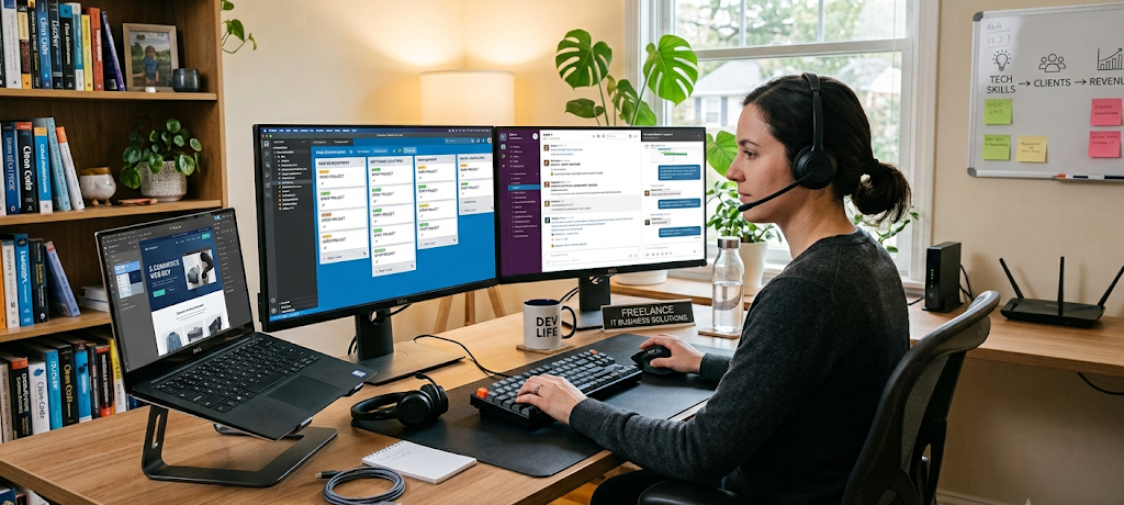 Freelance IT specialist using technical skills to create digital business opportunities