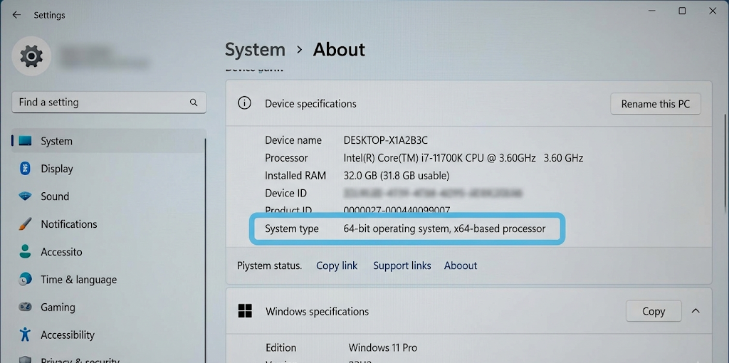 32-bit vs. 64-bit Operating System: What’s the Difference and Which Should You Use? 4 Windows system settings showing how to check if a computer uses 32-bit or 64-bit operating system