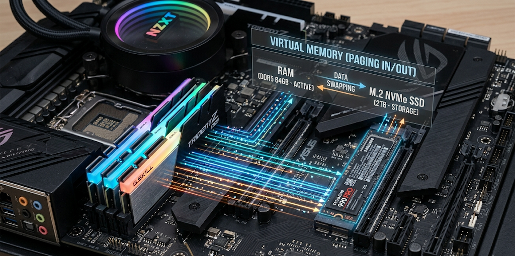 How Does Memory Management Work? RAM, Virtual Memory, and Paging Explained 3 Virtual memory using SSD storage as an extension of computer RAM