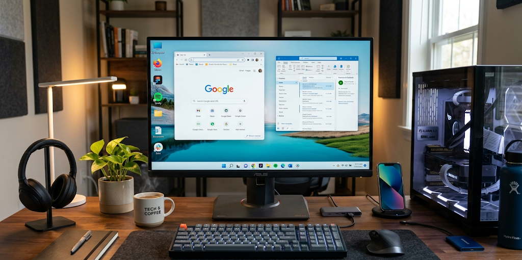 A computer desktop fully loaded after the operating system completes the boot process