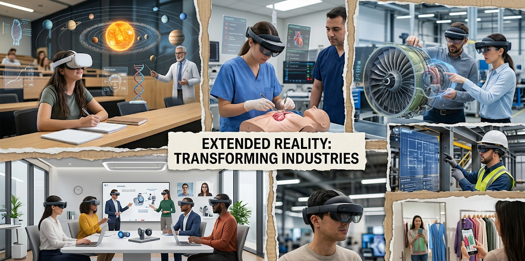 Extended reality applications in education, healthcare training, engineering, and remote work