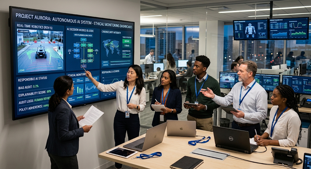 Human experts overseeing ethical AI and autonomous system governance