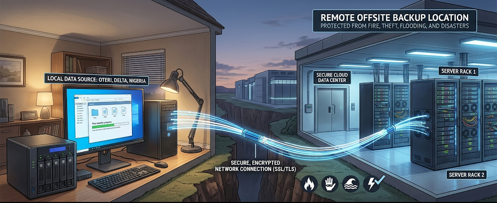 The Complete Guide to the 3-2-1 Backup Rule for Home and Business Users 4 Cloud-based offsite backup protecting data from physical disasters and local equipment failure.