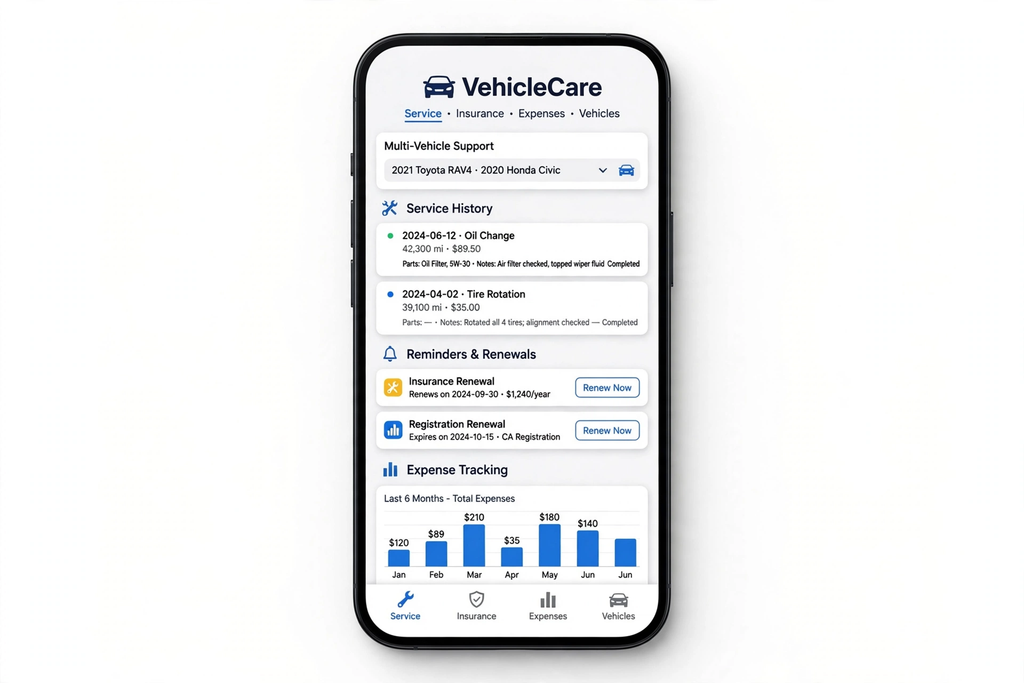 Best Car Maintenance Apps - complete service history insurance registration expense tracking