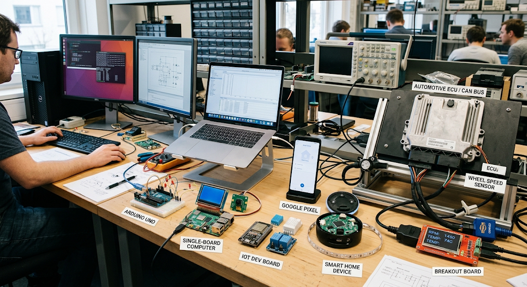 Examples of microcomputers and embedded systems including laptops, smartphones, single-board computers, and smart devices