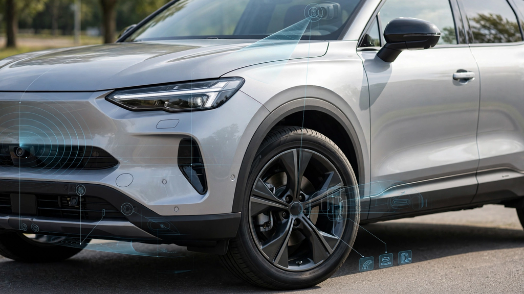 Car Sensors Explained: The Most Important Sensors in Modern Vehicles and What They Do 2 Car sensors including wheel-speed, parking, radar, and camera sensors