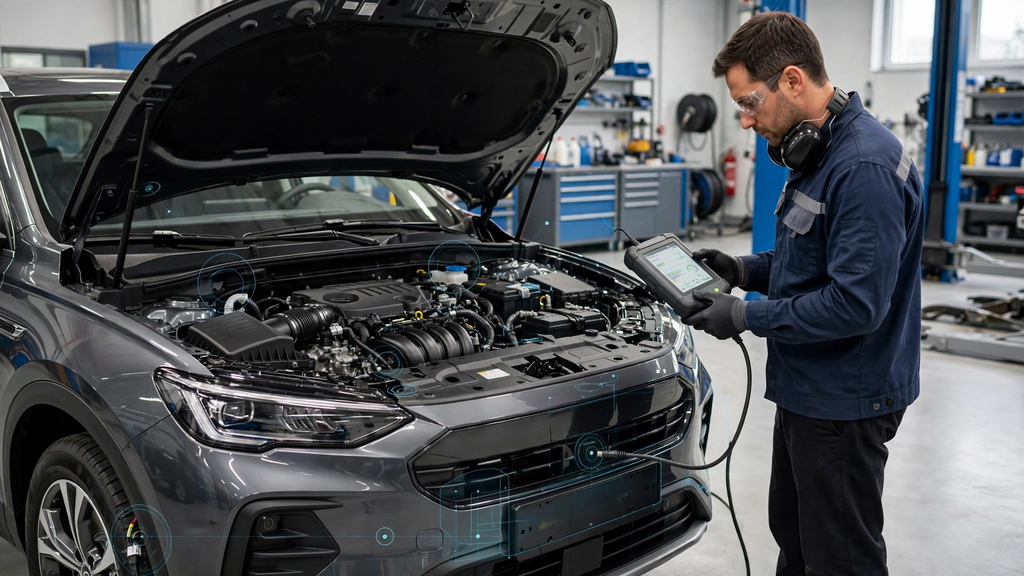 Car Sensors Explained: The Most Important Sensors in Modern Vehicles and What They Do 3 Car sensors being professionally inspected during modern vehicle diagnostics and maintenance