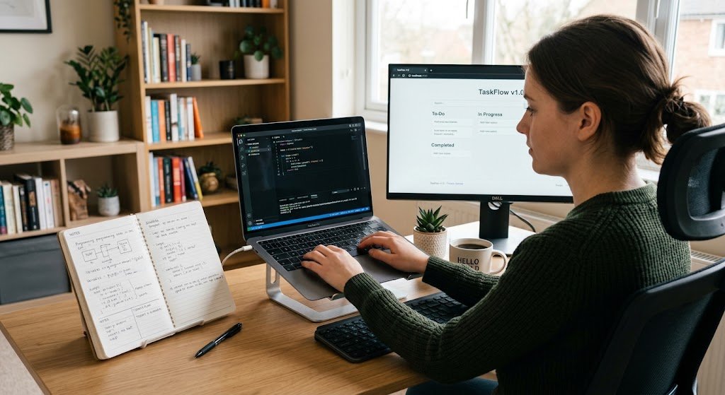 How to Learn Computer Programming from Scratch: A Step-by-Step Roadmap 8 Beginner learning computer programming with code on a laptop