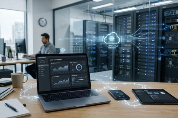 Realistic cloud computing technology with connected devices and remote servers