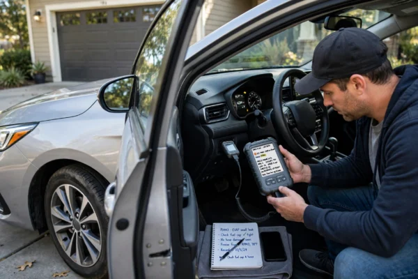 Car problem diagnosis with an OBD2 scanner