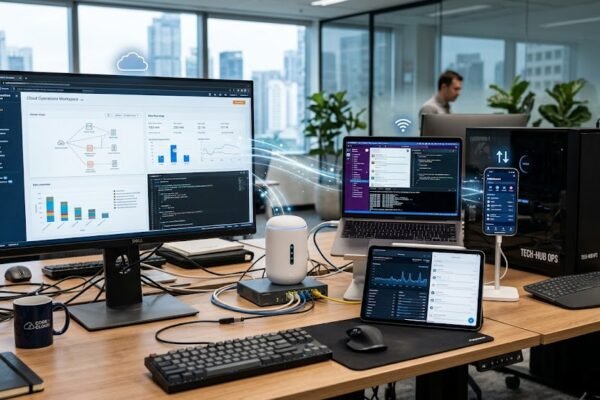 Modern computing devices and digital technology in a connected workspace