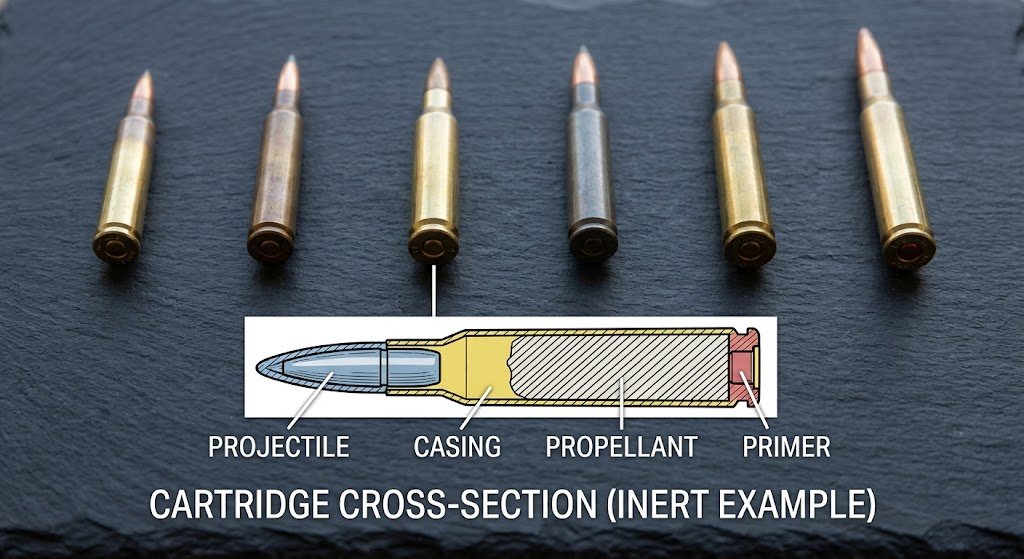 Ammunition cartridge and its basic components