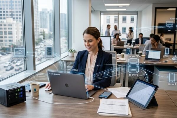 Cloud computing connecting devices to remote servers