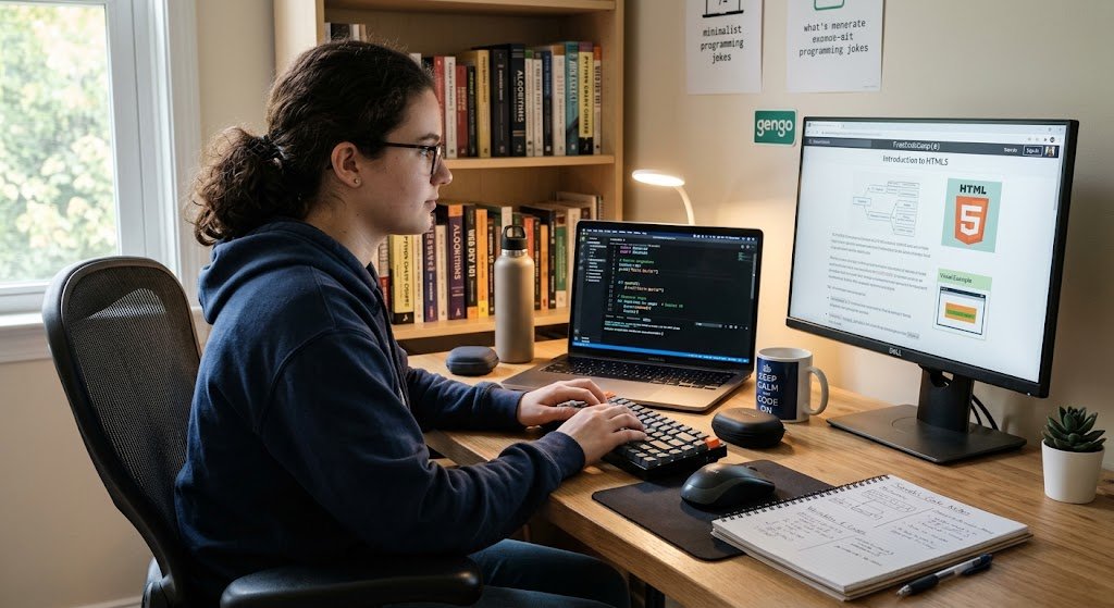 Programming Languages Explained: Types, Uses, and How to Choose One 7 Beginner learning programming languages on a laptop
