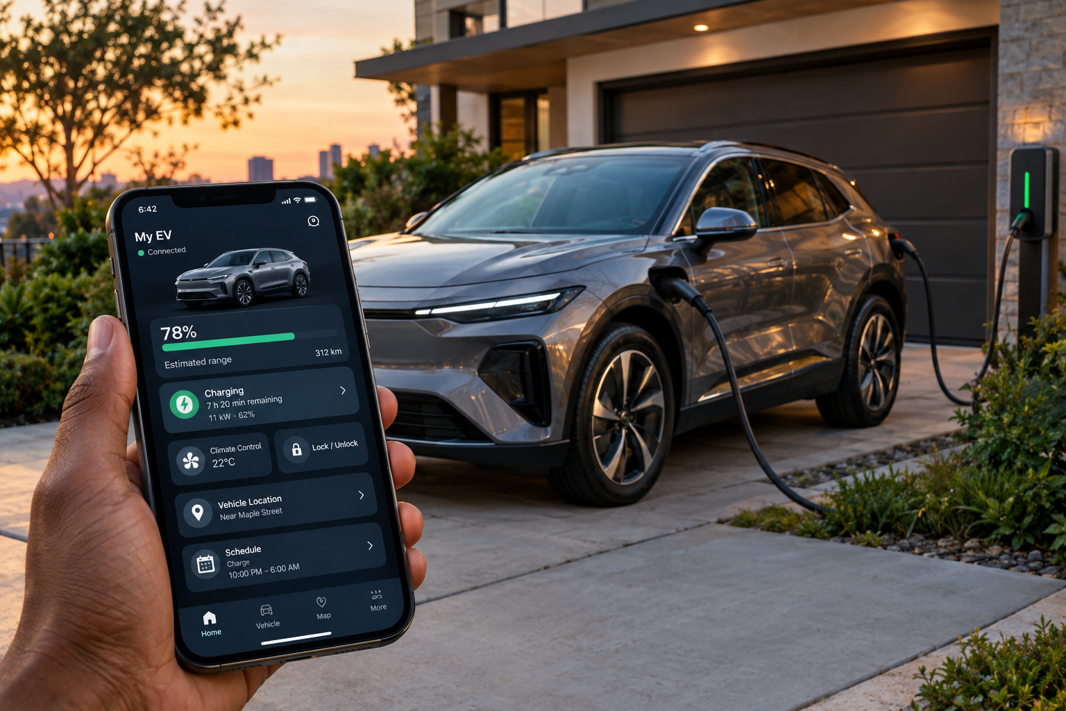 Best EV Apps for Tesla, Hyundai, Kia, Ford, BMW, and Other Electric Cars 4 EV apps for electric cars showing battery, charging, climate and vehicle status