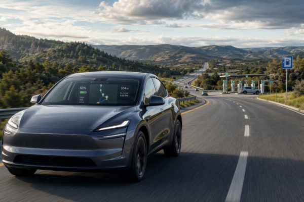 EV route planning for a long-distance electric car trip with charging stops