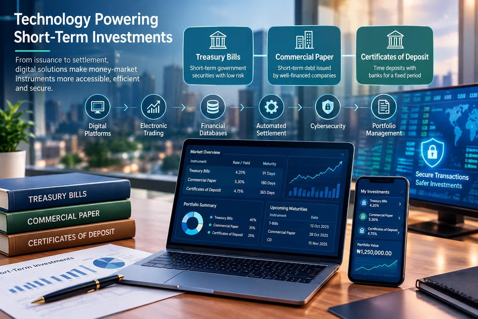 Technology supporting Treasury bills, commercial paper and certificates of deposit