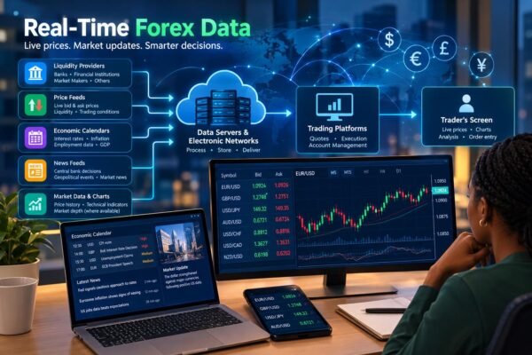Real-time Forex data displayed on a trading platform