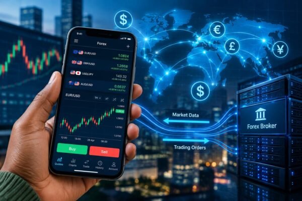 Mobile forex trading app connecting traders to global markets