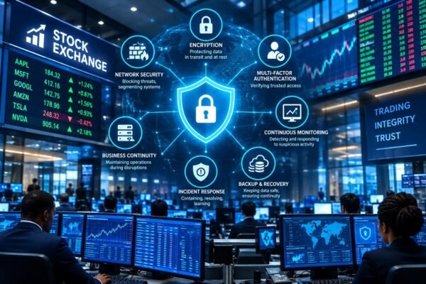 Stock exchange cybersecurity protecting financial trading systems