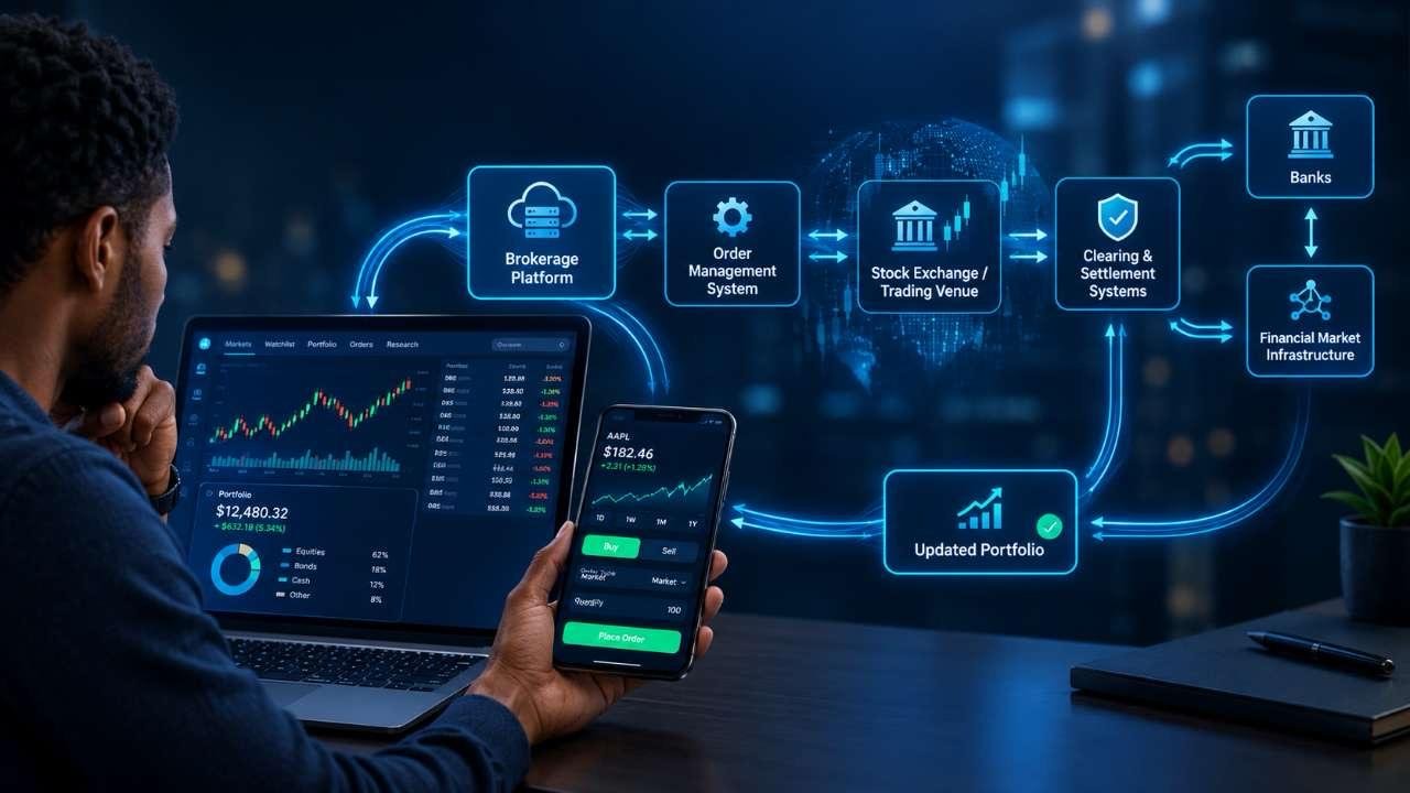 How Online Brokerage Platforms Work and What Investors Should Know 3 Image: How an Online Brokerage Platform Connects Investors to Financial Markets