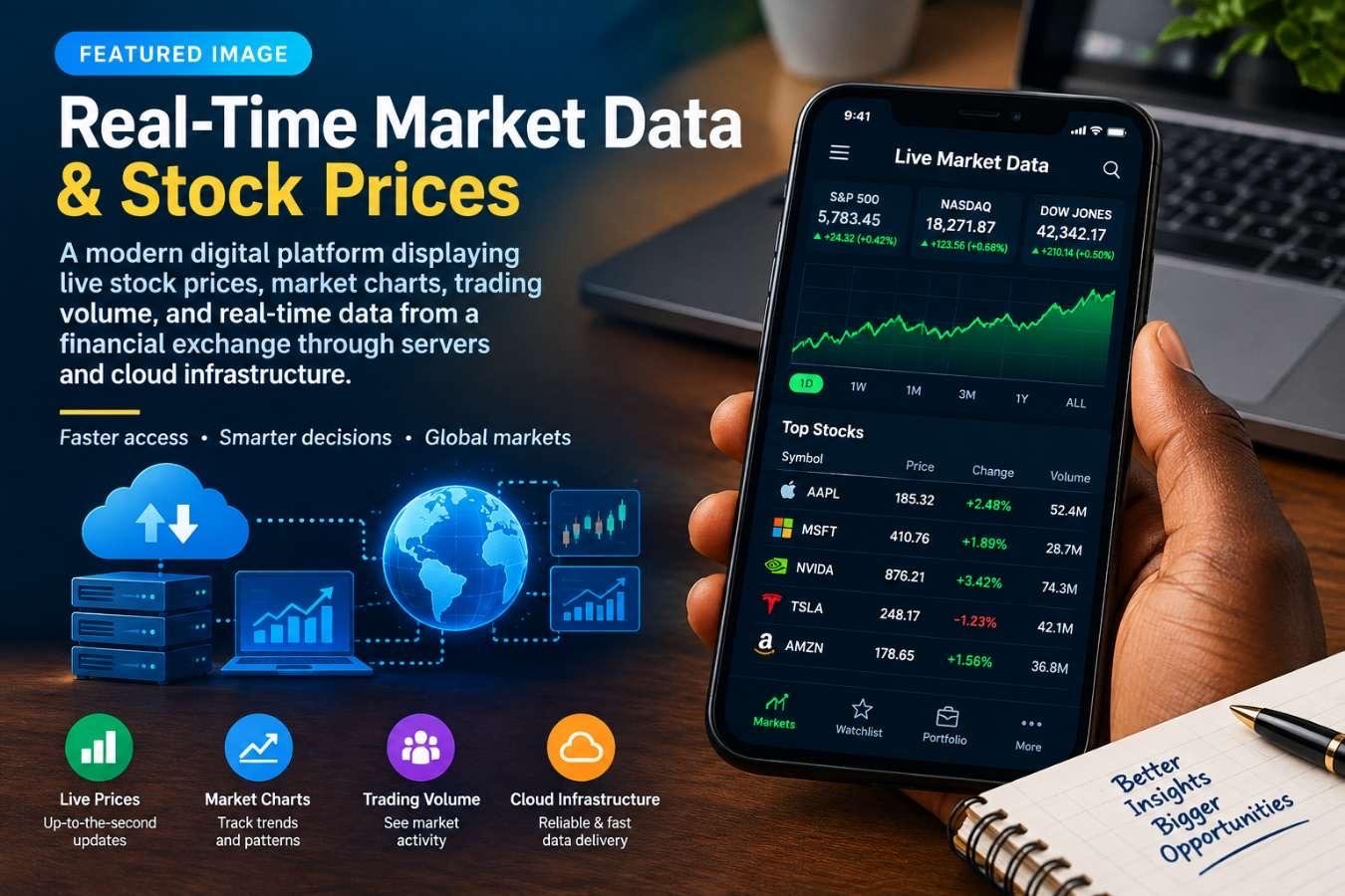 Real-Time Market Data: How Investors Get Stock Prices Instantly 3 Real-time market data delivering stock prices, charts, and trading information to investors