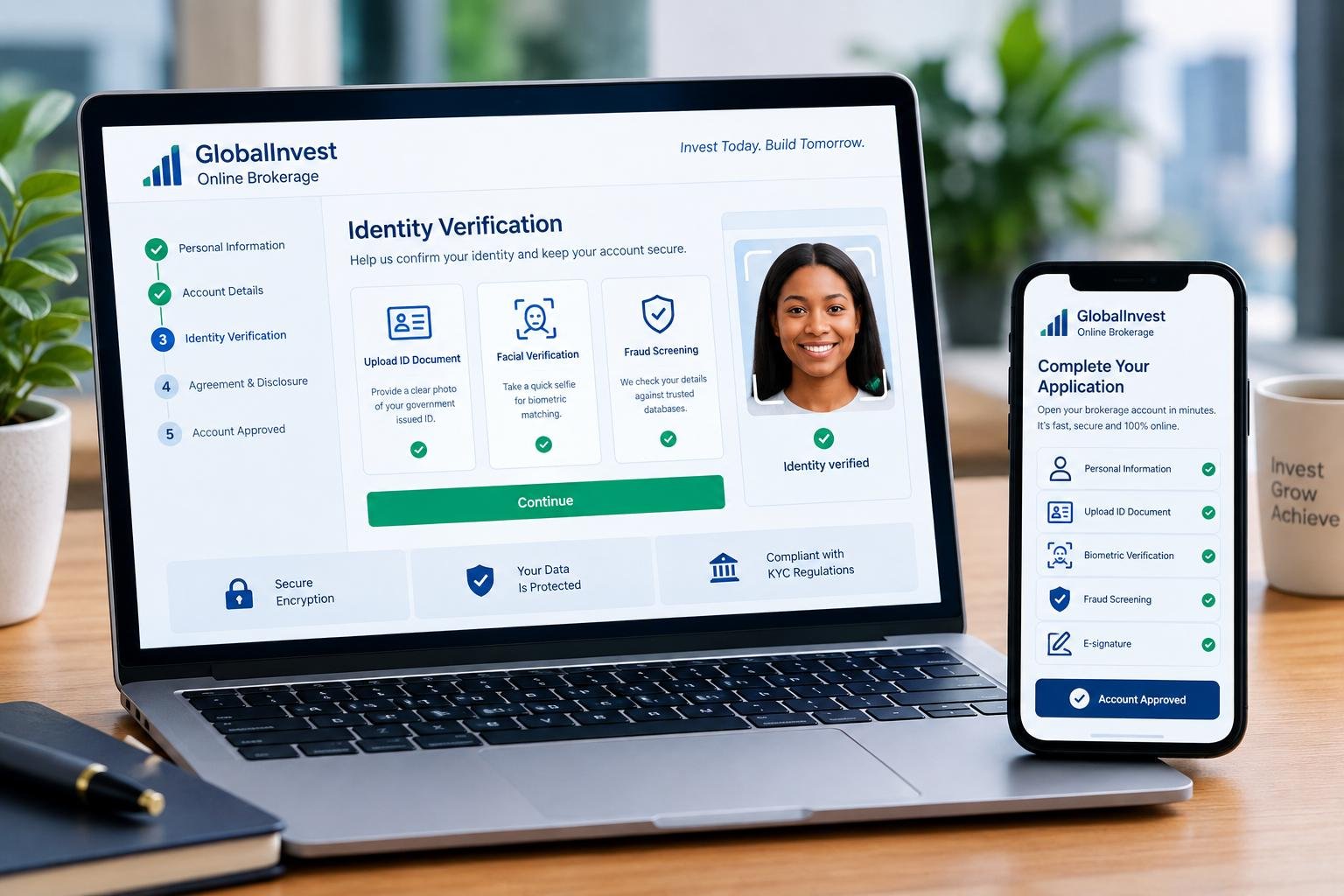Digital onboarding and identity verification for online brokerage accounts