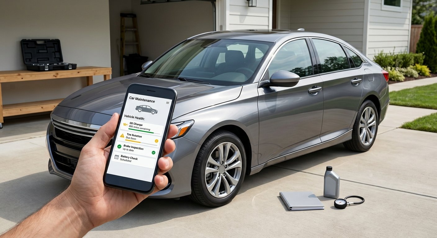 Car maintenance reminder apps for tracking oil changes, tires, brakes, and repairs