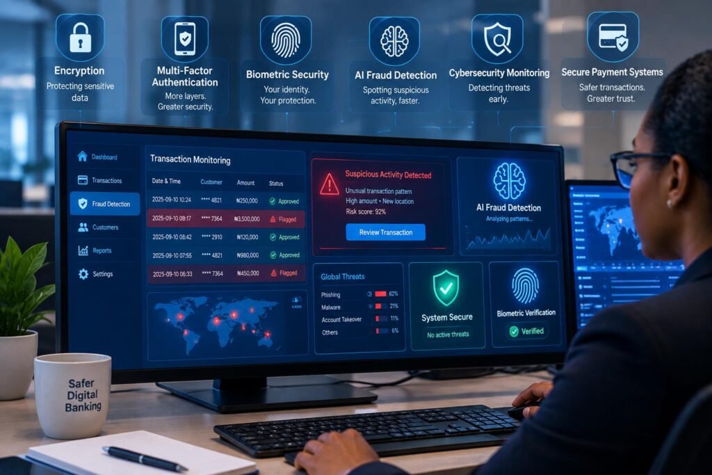 How Technology Helps Financial Institutions Prevent Fraud and Cybercrime 2 AI based financial cybersecurity system detecting suspicious transactions