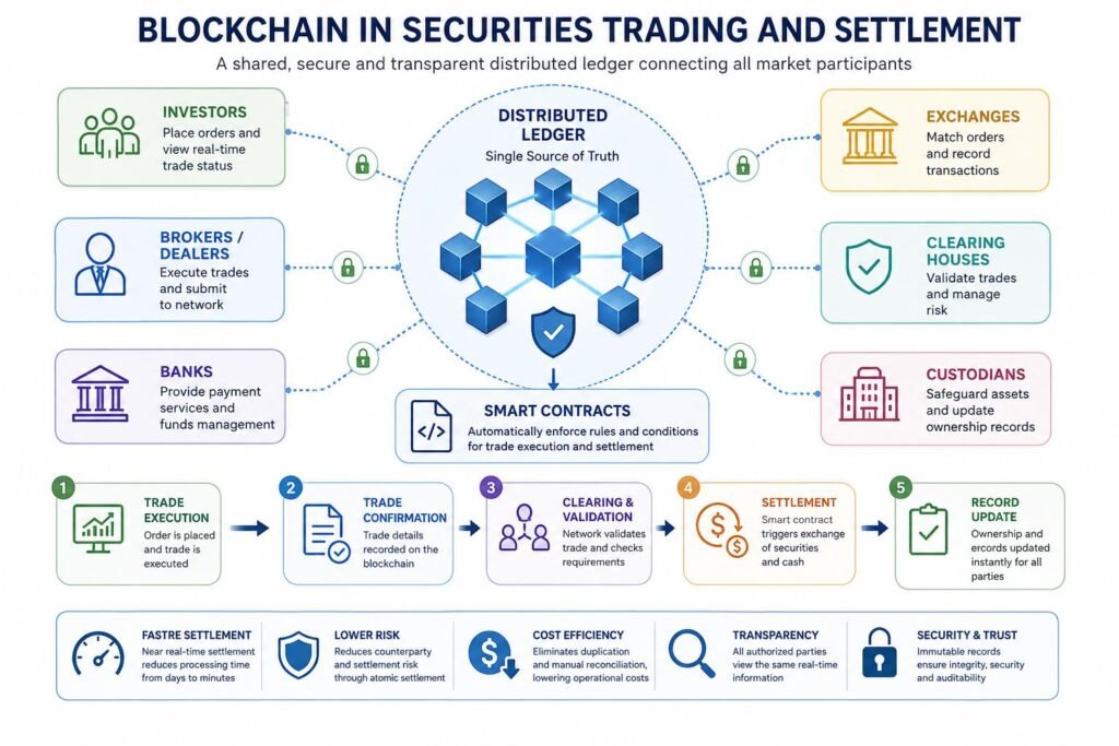Alt: Blockchain distributed ledger for securities trading and settlement
