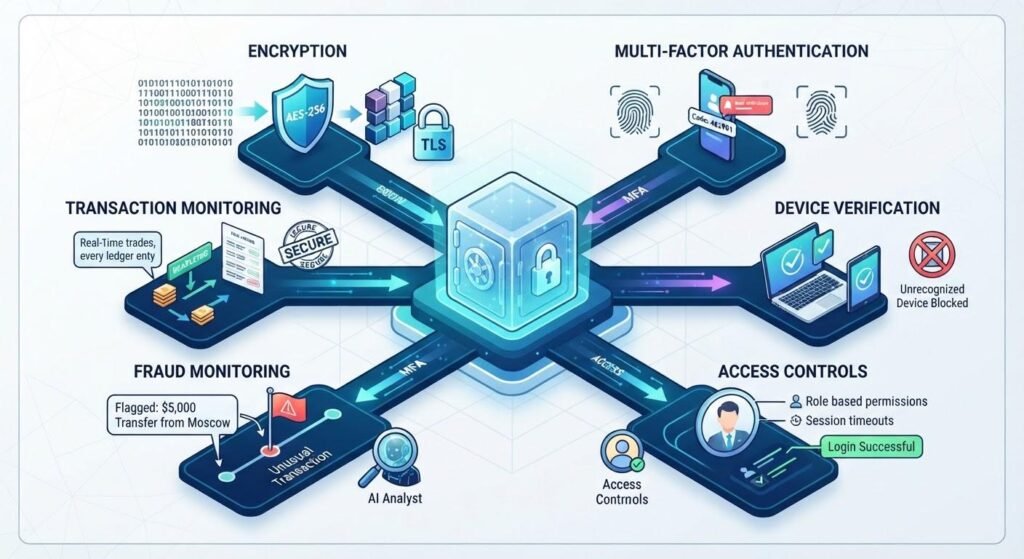 Cybersecurity technologies protecting online investing accounts
