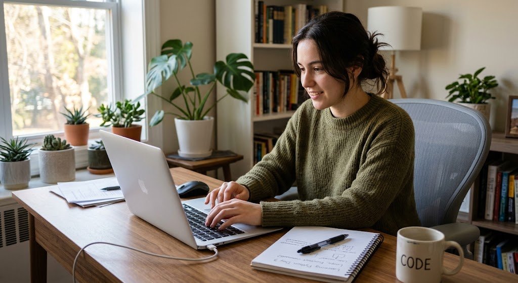 How to Start Programming: A Step-by-Step Guide for Beginners 8 Beginner learning programming on a laptop