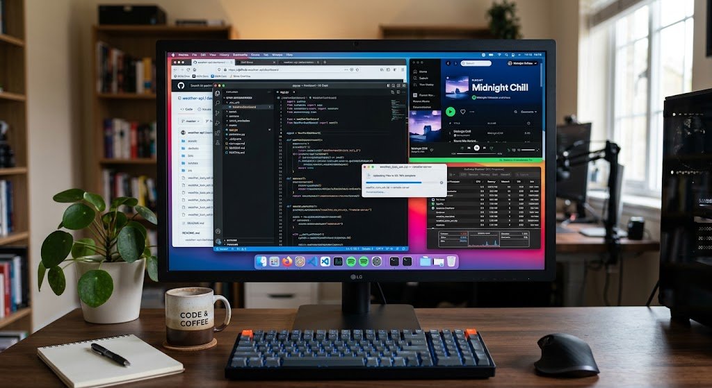 Modern operating system managing multiple processes and applications